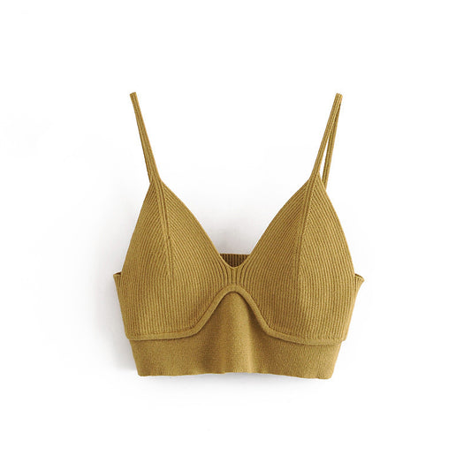 V NECK SPAGHETTI STRAP KNIT TOP