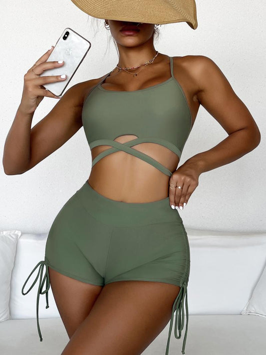 GREEN HIGH WAIST SWIMSUIT