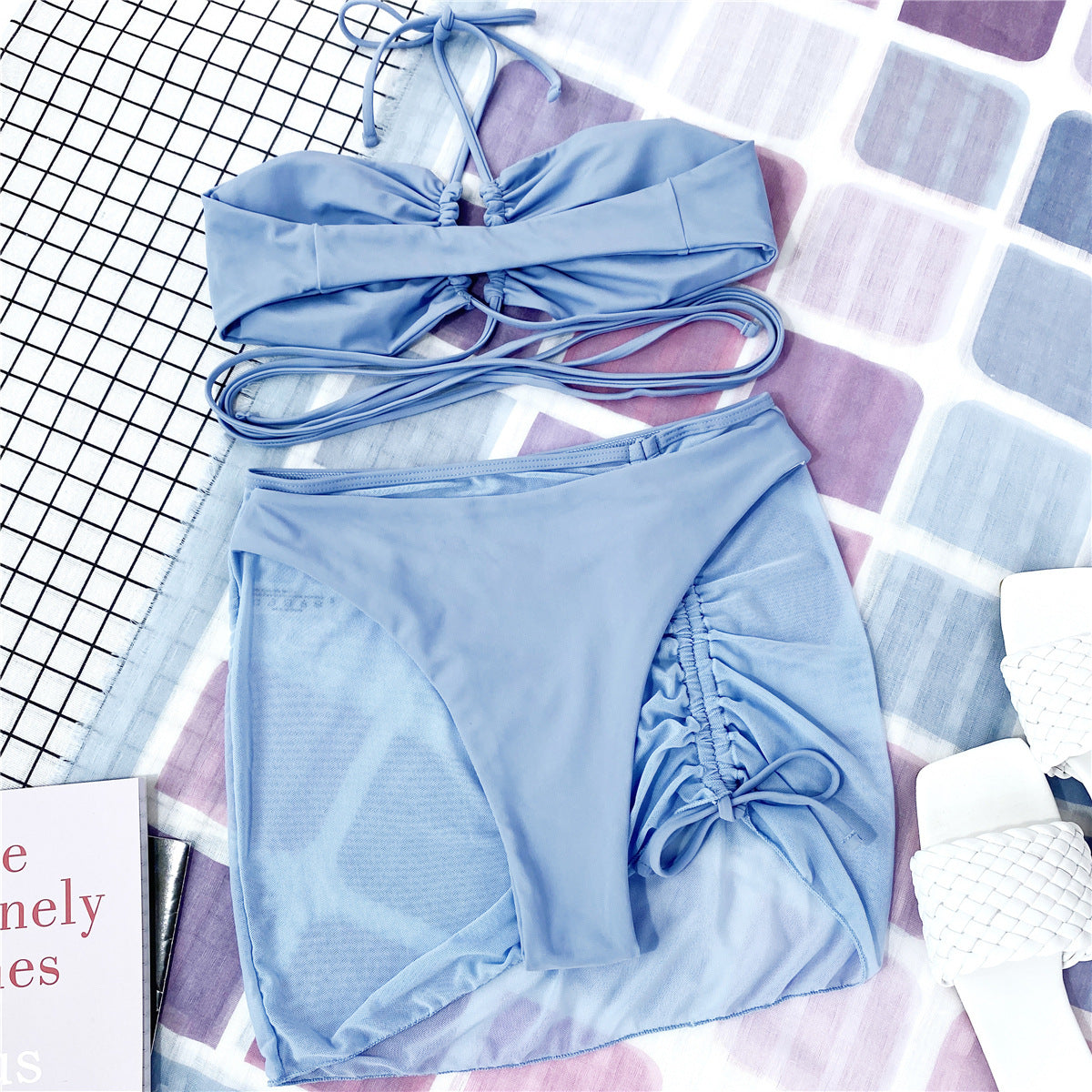 BANDAGE PLEATED 3 PCS BIKINI