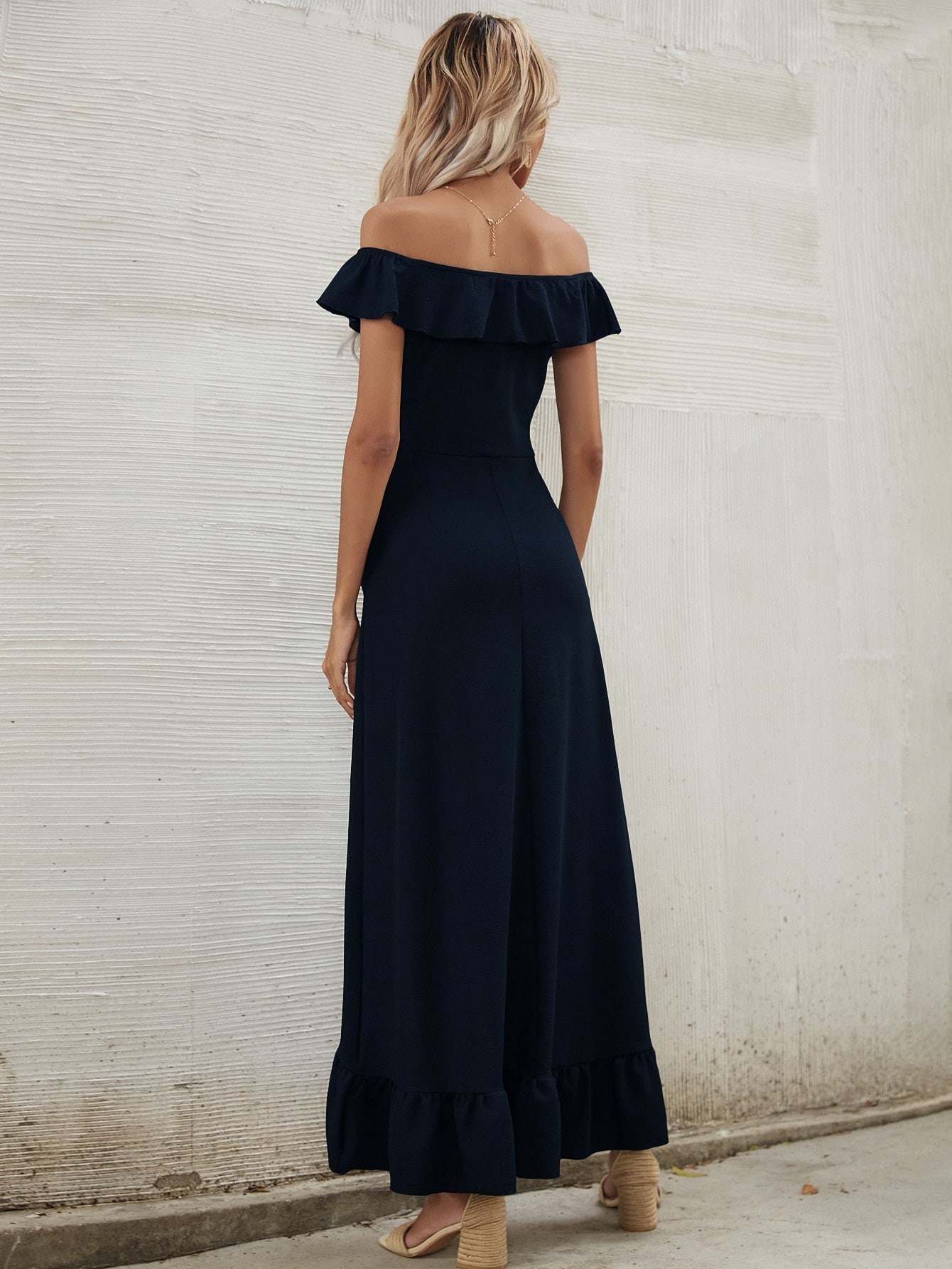 ASYMMETRICAL RUFFLE DRESS