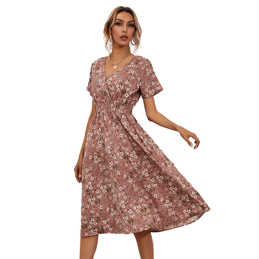 ALLOVER FLORAL WRAP DRESS