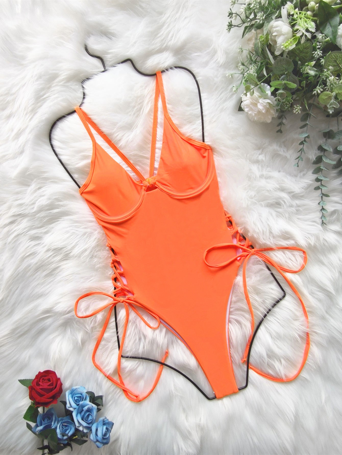 LACE UP UNDERWIRED SWIMSUIT