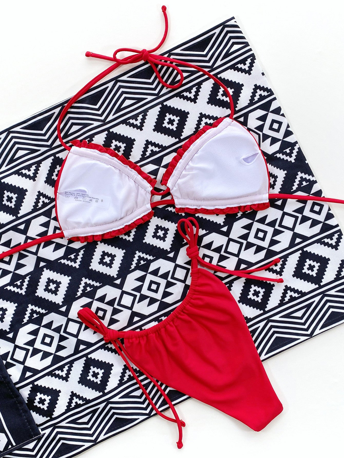 FRILLED HALTER WRINKLE BIKINI
