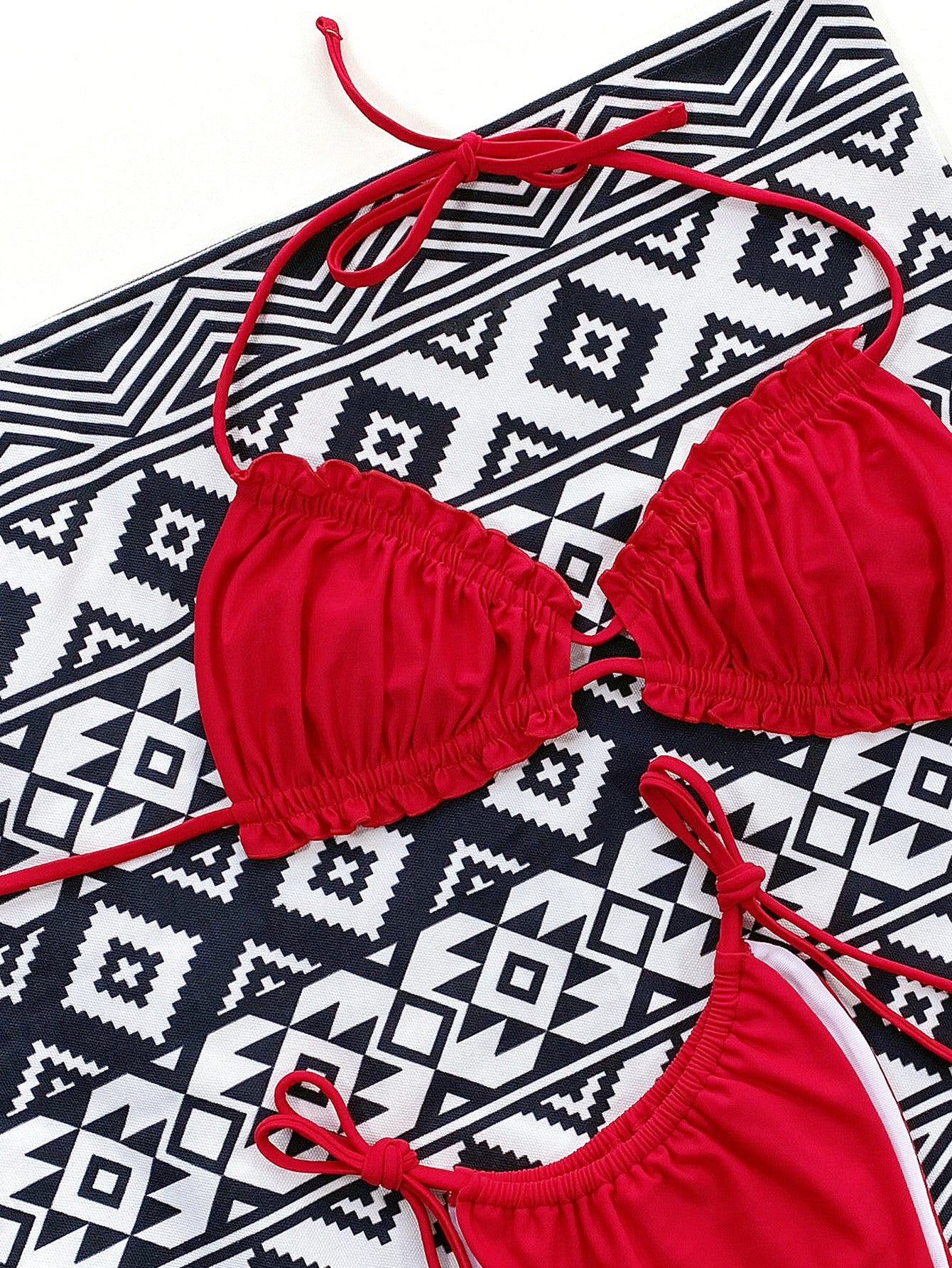 FRILLED HALTER WRINKLE BIKINI