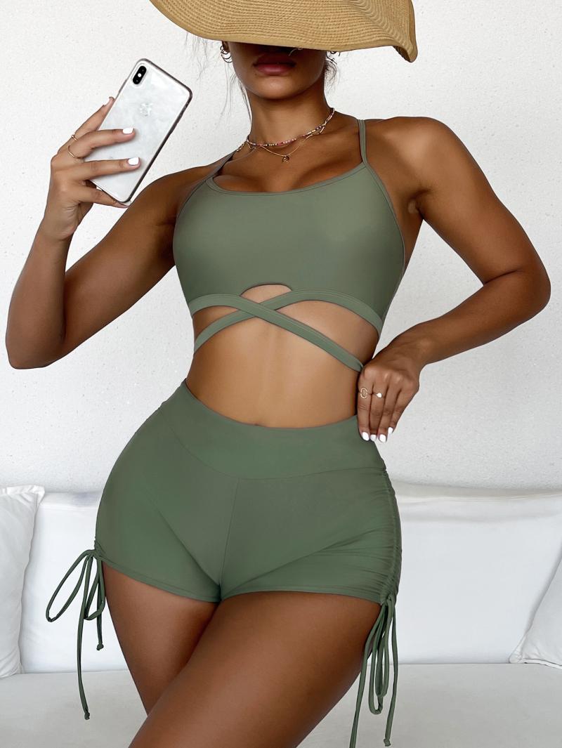 GREEN HIGH WAIST SWIMSUIT