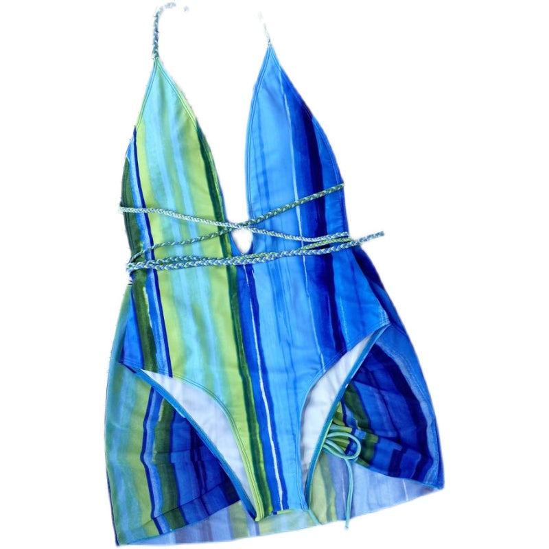 WRAP AROUND V NECK ONE PIECE