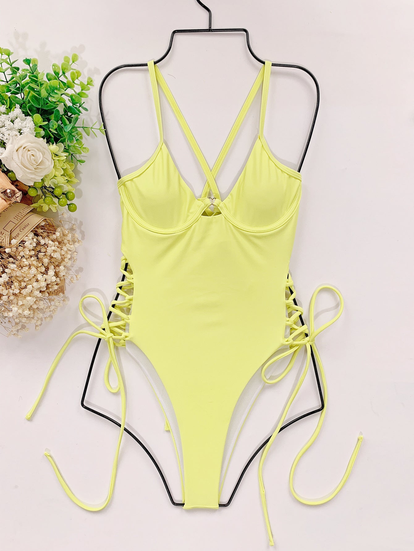 LACE UP UNDERWIRED SWIMSUIT