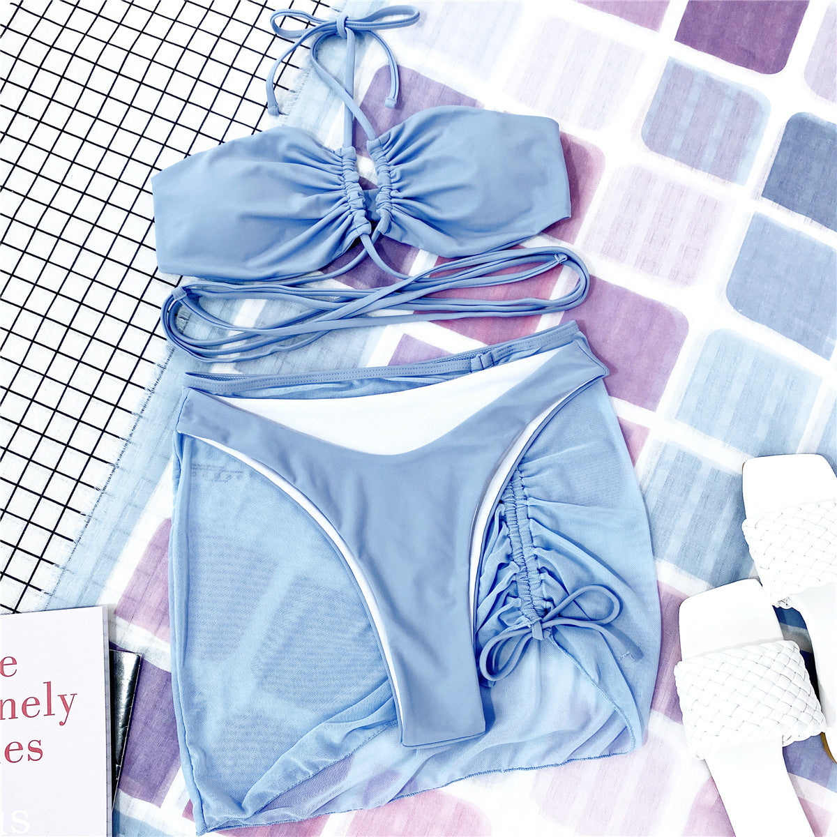 BANDAGE PLEATED 3 PCS BIKINI